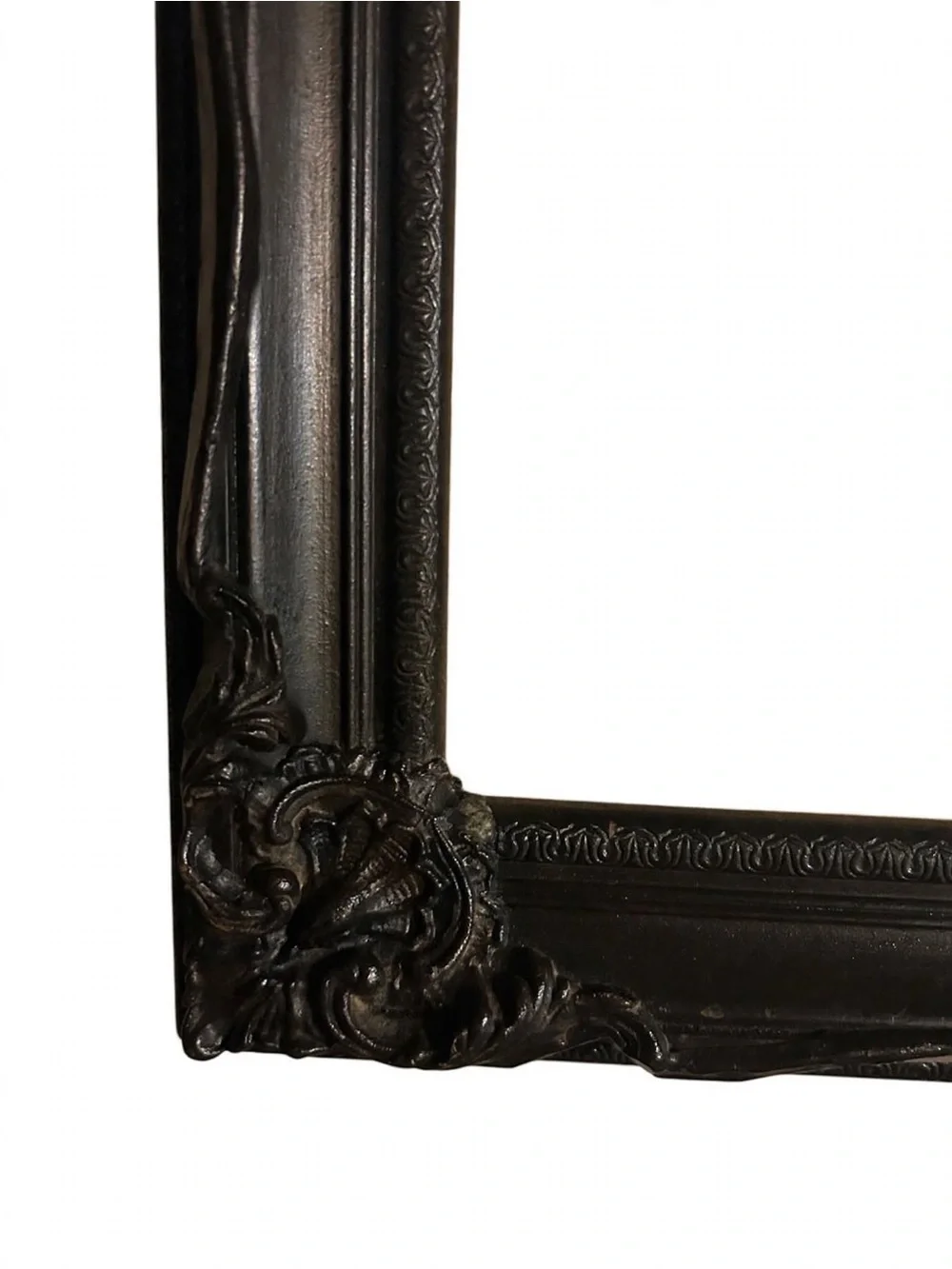 Black Forest Antique Baroque Mirror Suede Liner Ornate Carved Frame/Heavy Large